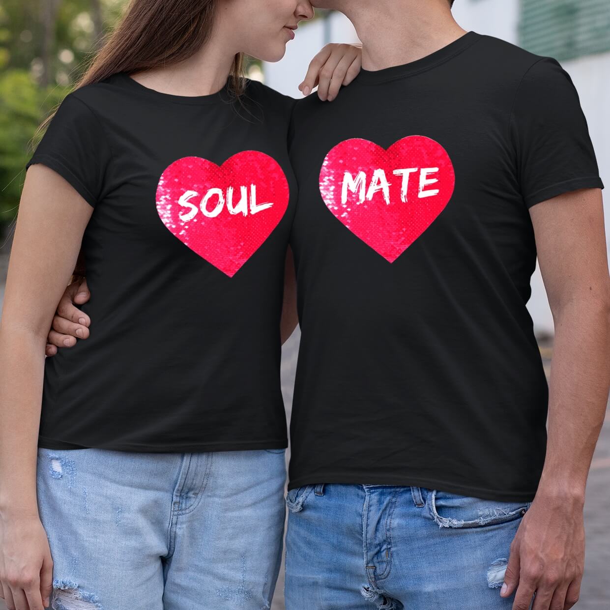Custom Soul Mate Sequin Shirt (Double Print) - Two Shirts