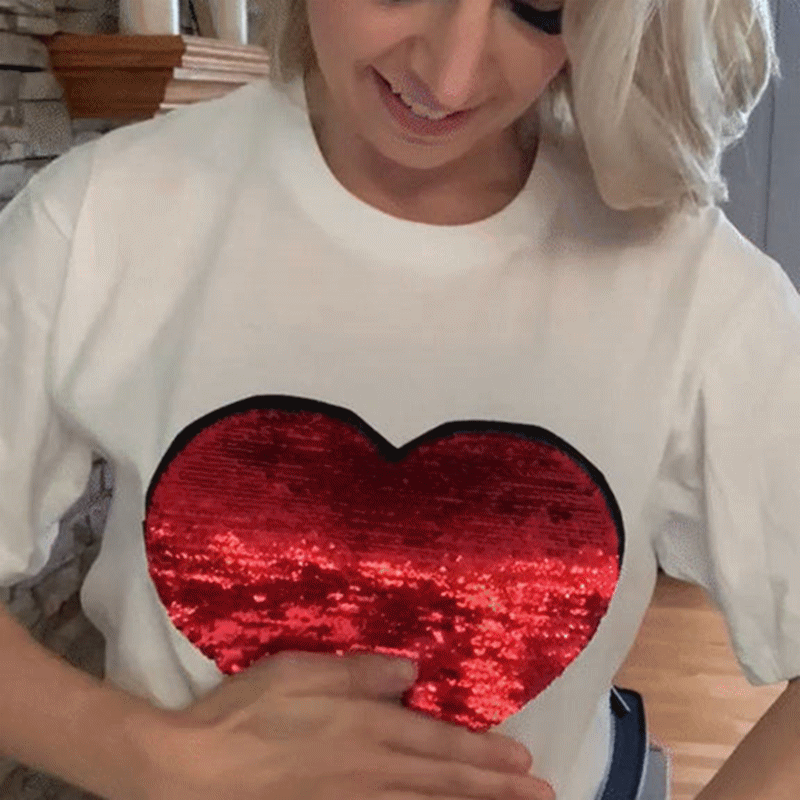 Custom Flip Sequin Shirt (Heart)-Mother's Day Gift