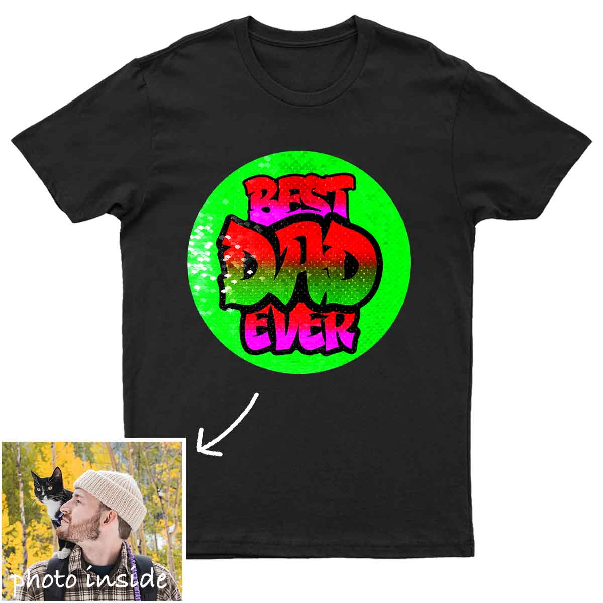 Custom Best Dad Ever Flip Sequin Shirt (Double Print)