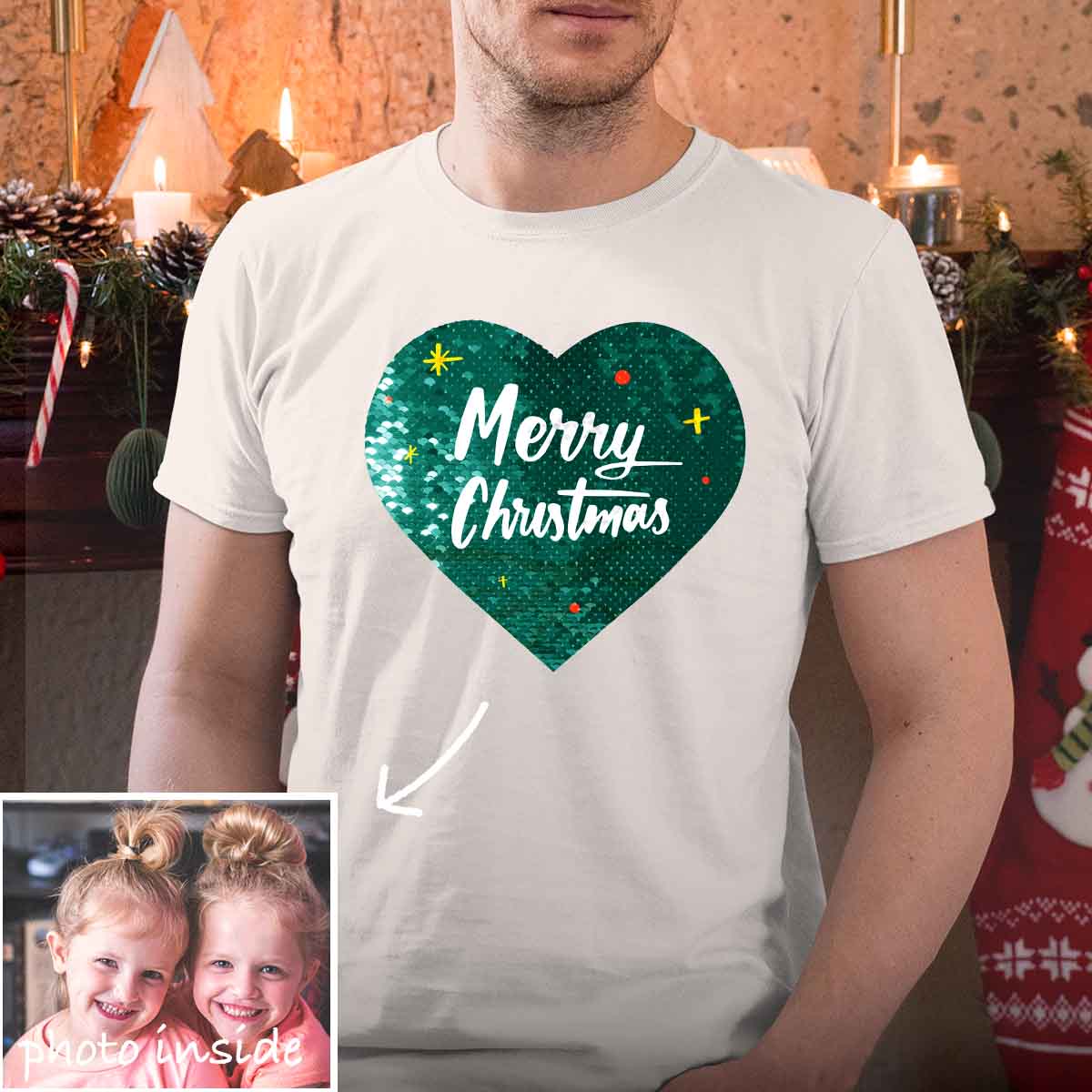 Benutzerdefiniertes Weihnachts-Flip-Pailletten-Hemd (Doppeldruck)