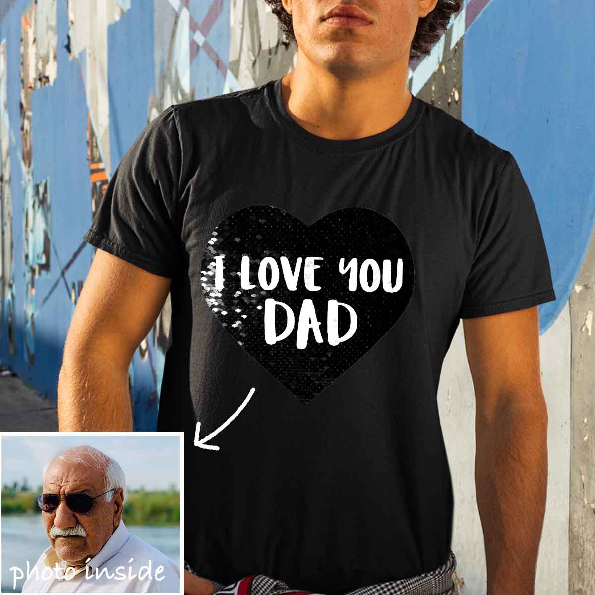 Custom I Love You Dad Flip Sequin Shirt (Double Print)