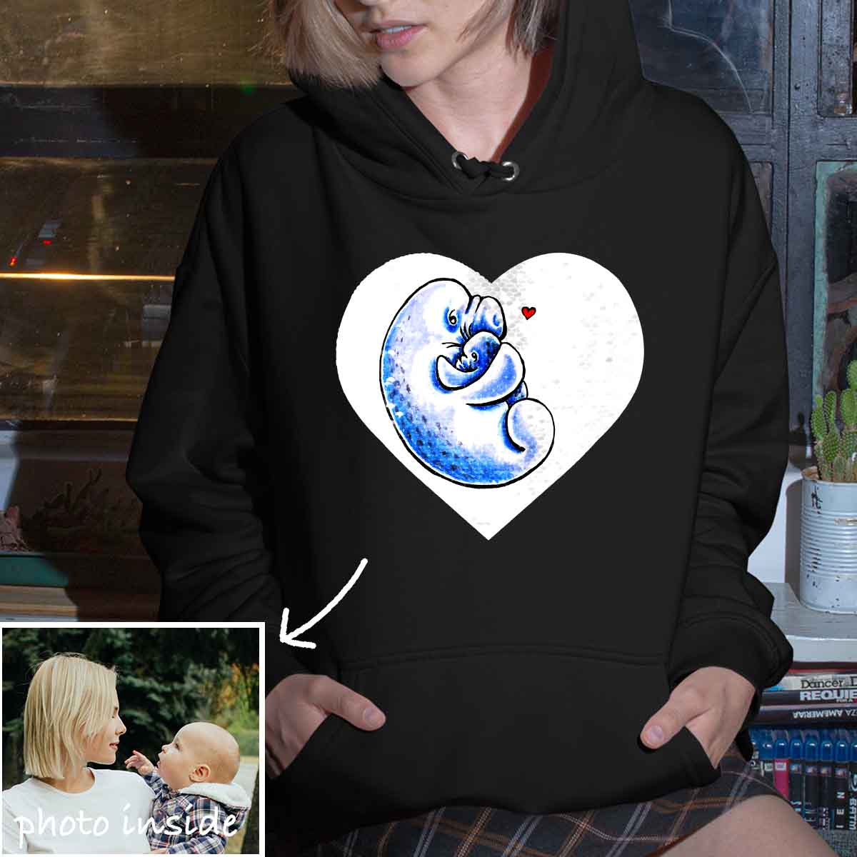 Custom Moms Love Flip-Pailletten-Hoodie (Doppeldruck)