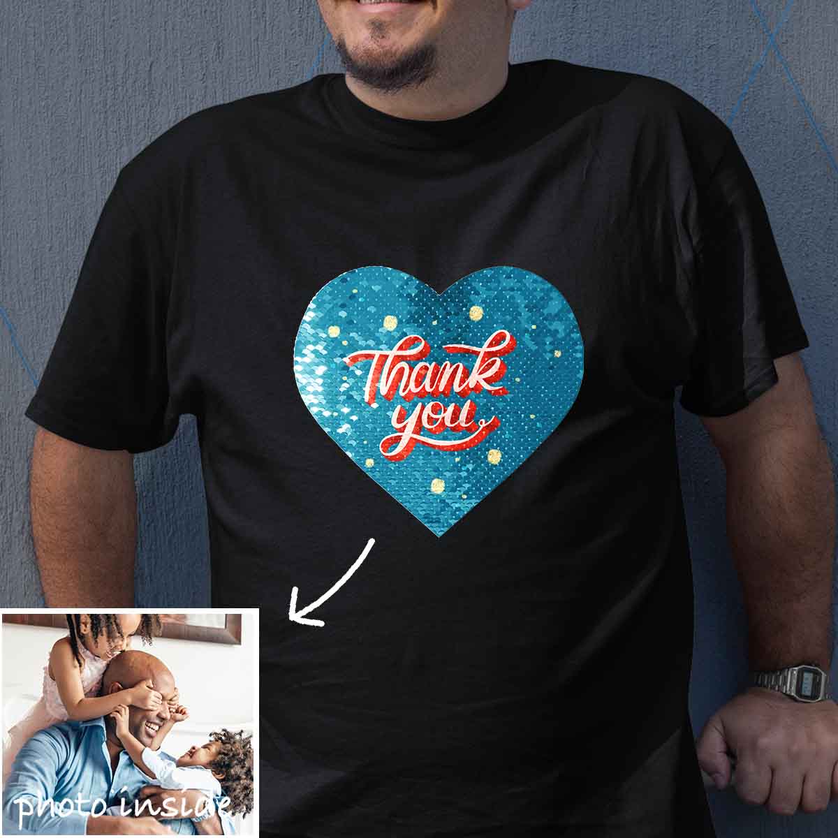 Custom Thank You Flip Sequin Shirt (Double Print)