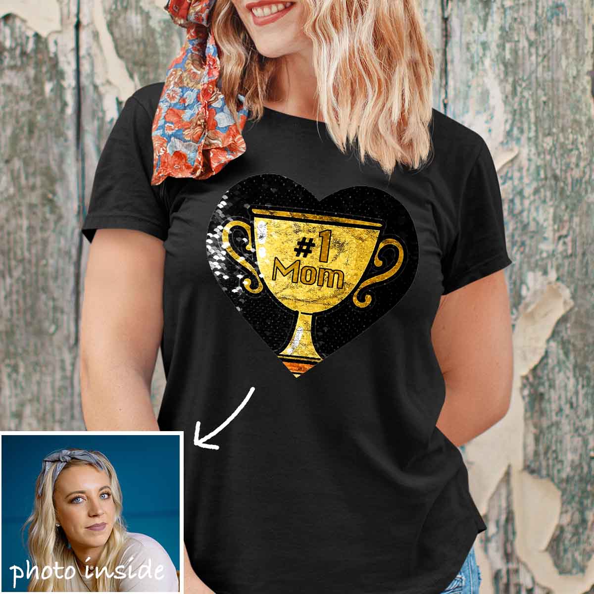 Custom #1Mom Flip Sequin Shirt (Double Print)