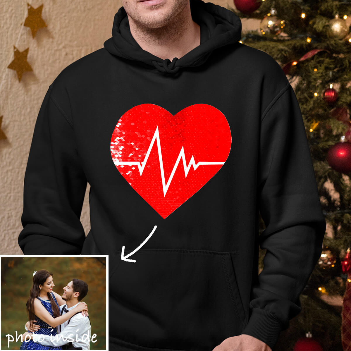 Custom Flip Heart-Sequins Hoodie - Tee Sequin