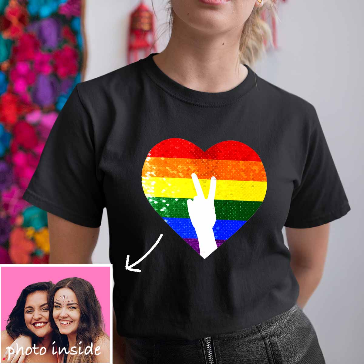 Custom Rainbow Finger Flip Sequin Shirt (Double Print)
