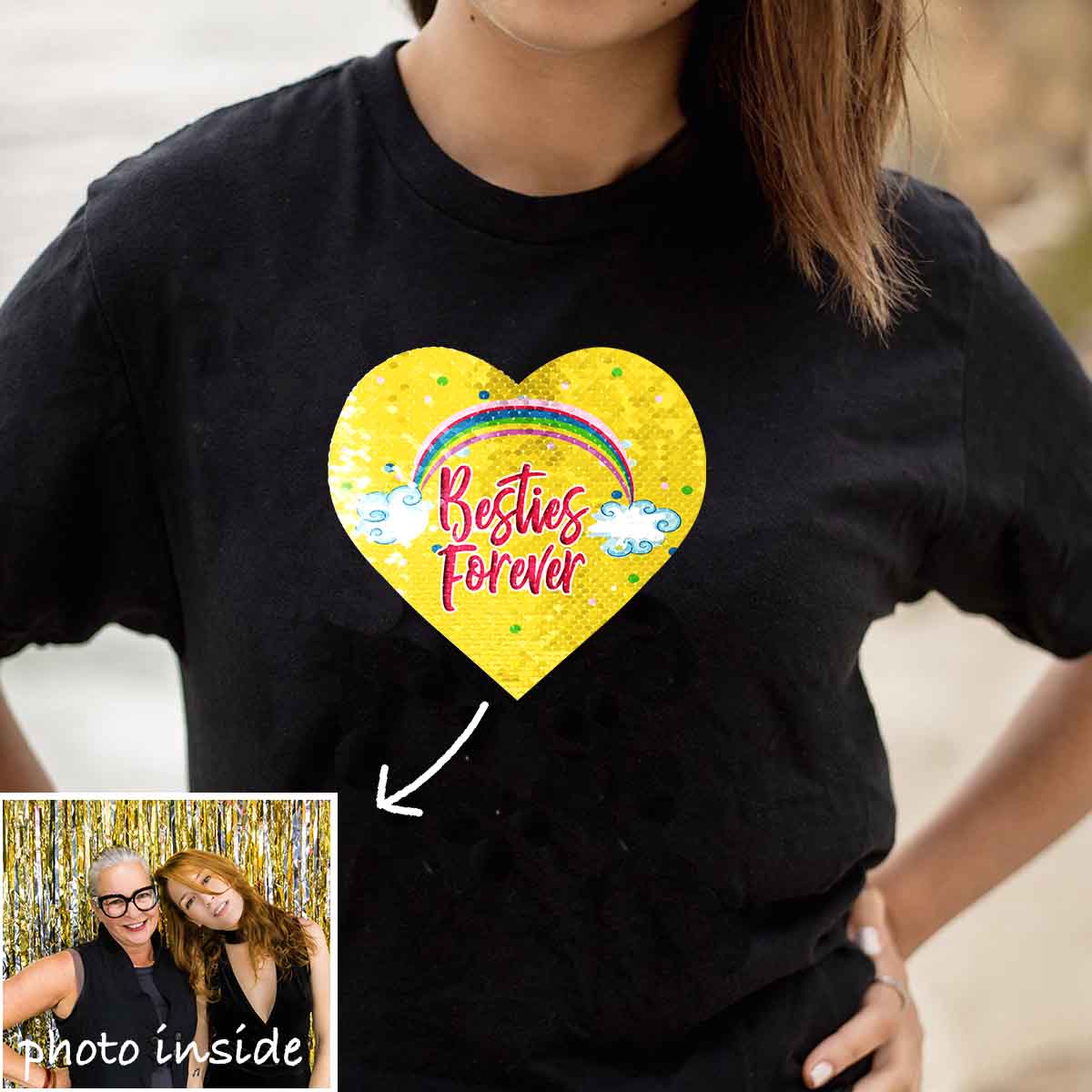Custom Besties Forever Sequin Shirt (Double Print)