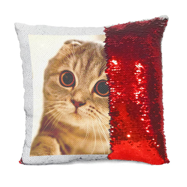 Custom Cat Flip Sequin Pillow Tee Sequin