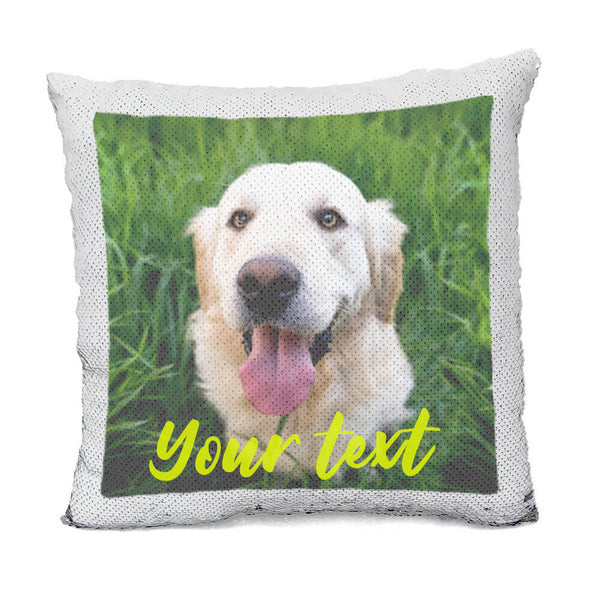 Custom Dog Flip Sequin Pillow Tee Sequin